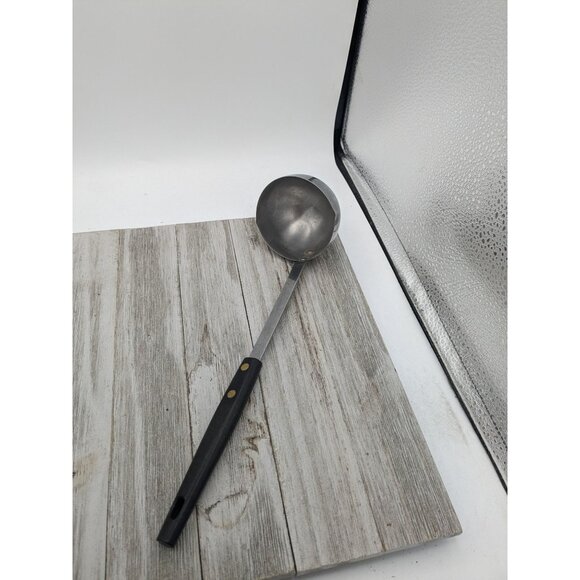 Vintage Kitchen Utensil Stainless Steel Ladle  11 1/2" Black Handle - Picture 1 of 8